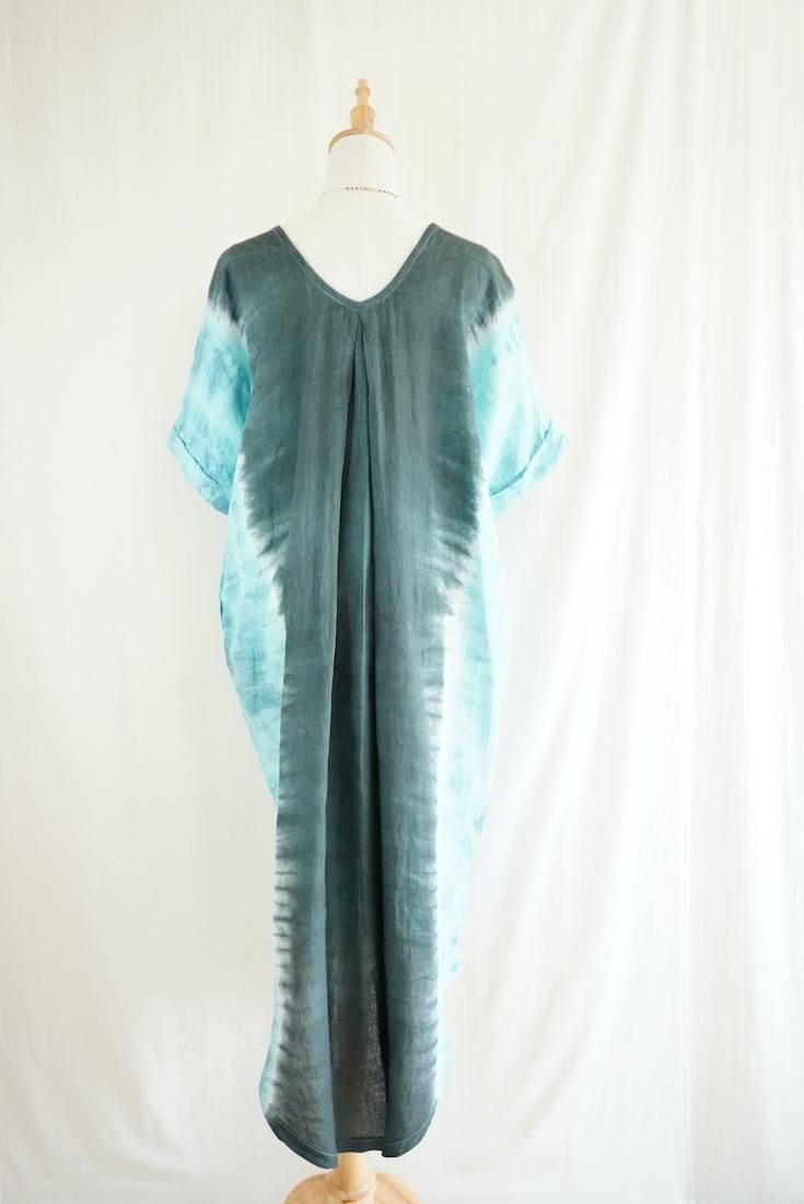 French Linen Relax Dress Black x Vintageblue