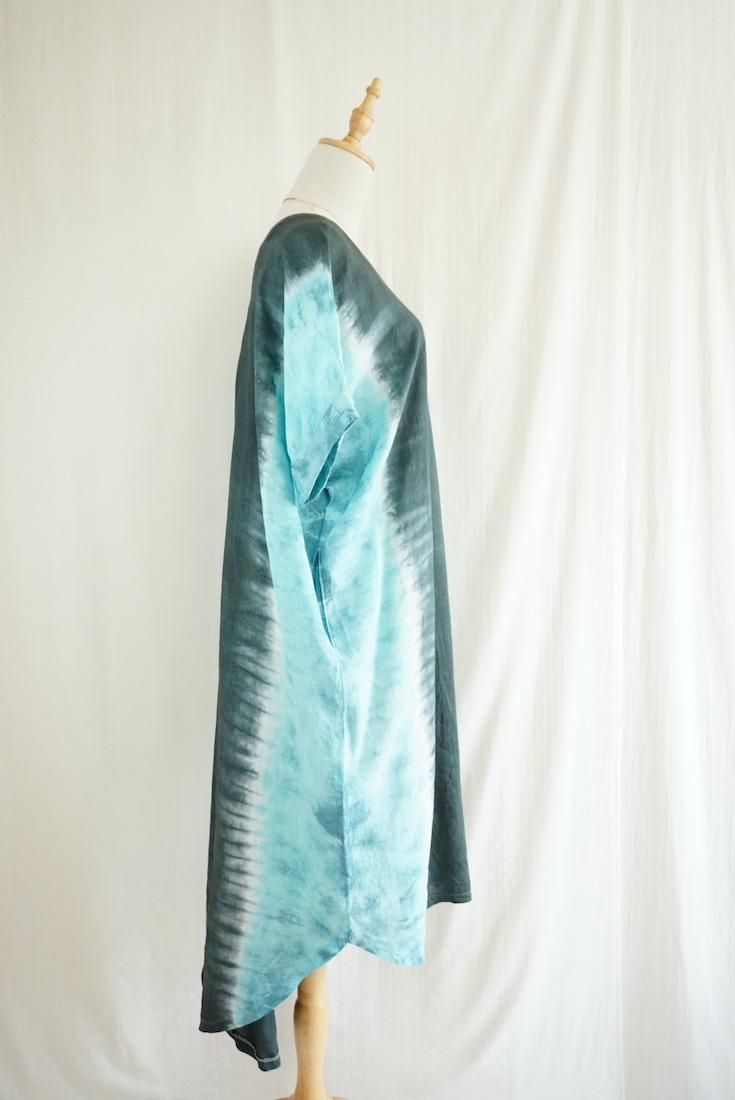 French Linen Relax Dress Black x Vintageblue