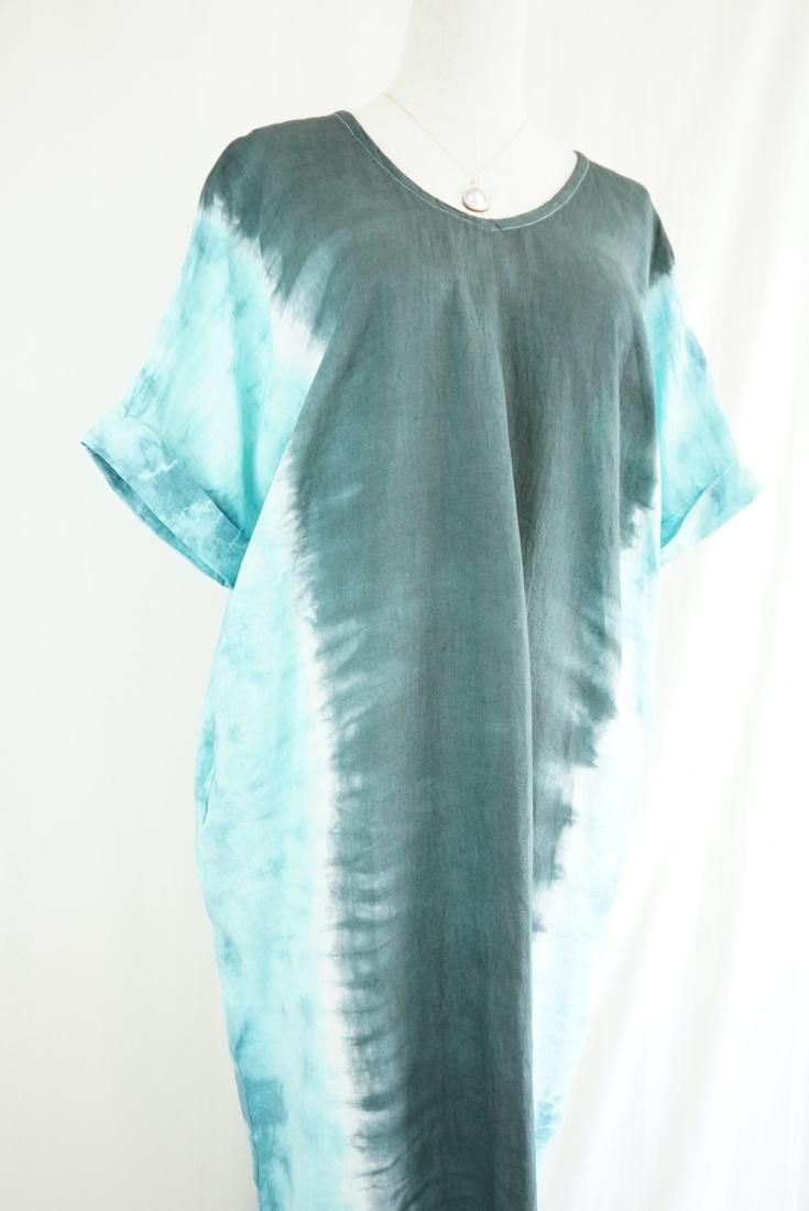 French Linen Relax Dress Black x Vintageblue