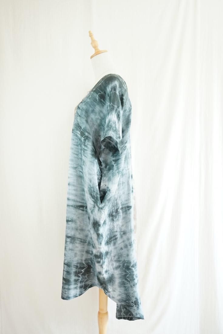 French Linen Relax Dress Taupe x Inkblack