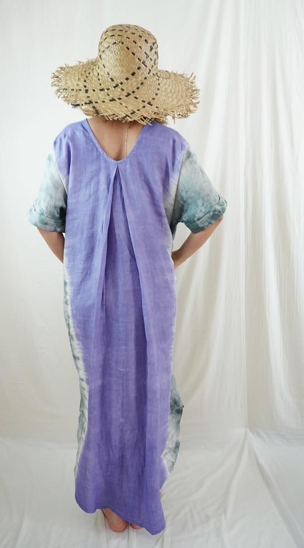 French Linen Relax Dress Taupe x Inkblack