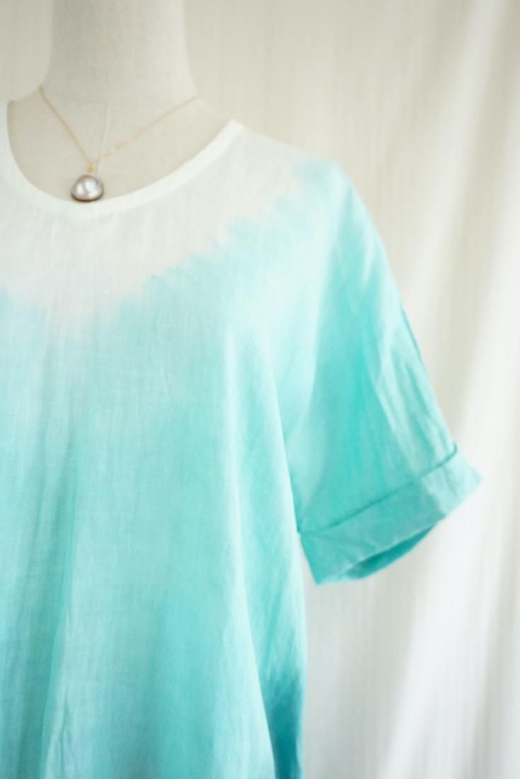 French Linen Relax Dress Turquoise x Under the sea x Navy