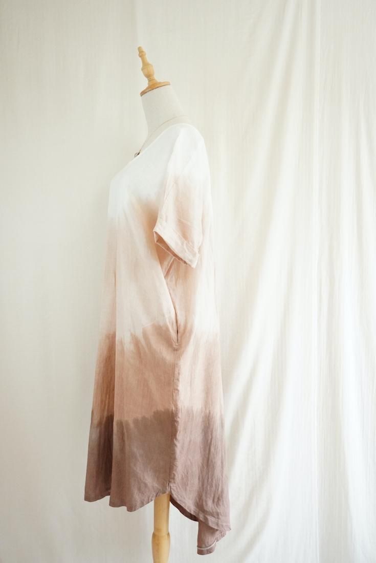 French Linen Relax Dress Sandybeach x Cafelate x Brown