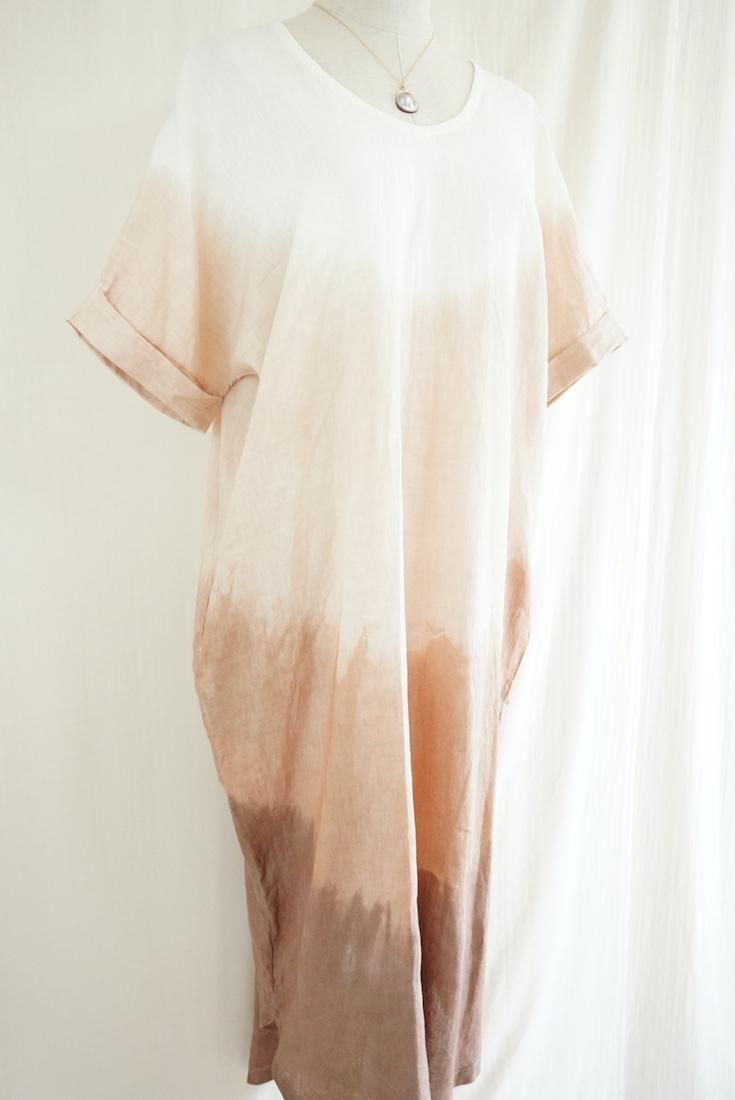 French Linen Relax Dress Sandybeach x Cafelate x Brown