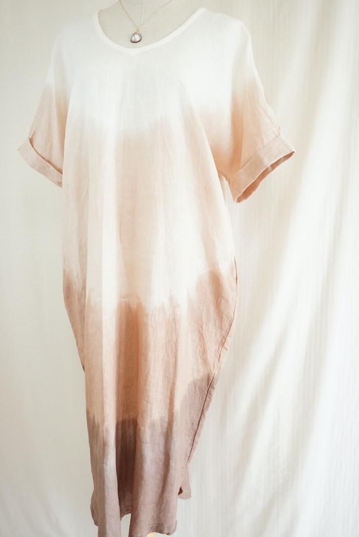 French Linen Relax Dress Sandybeach x Cafelate x Brown