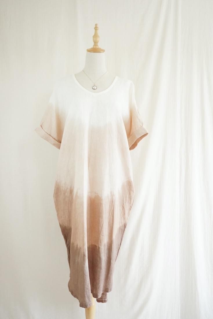 French Linen Relax Dress Sandybeach x Cafelate x Brown