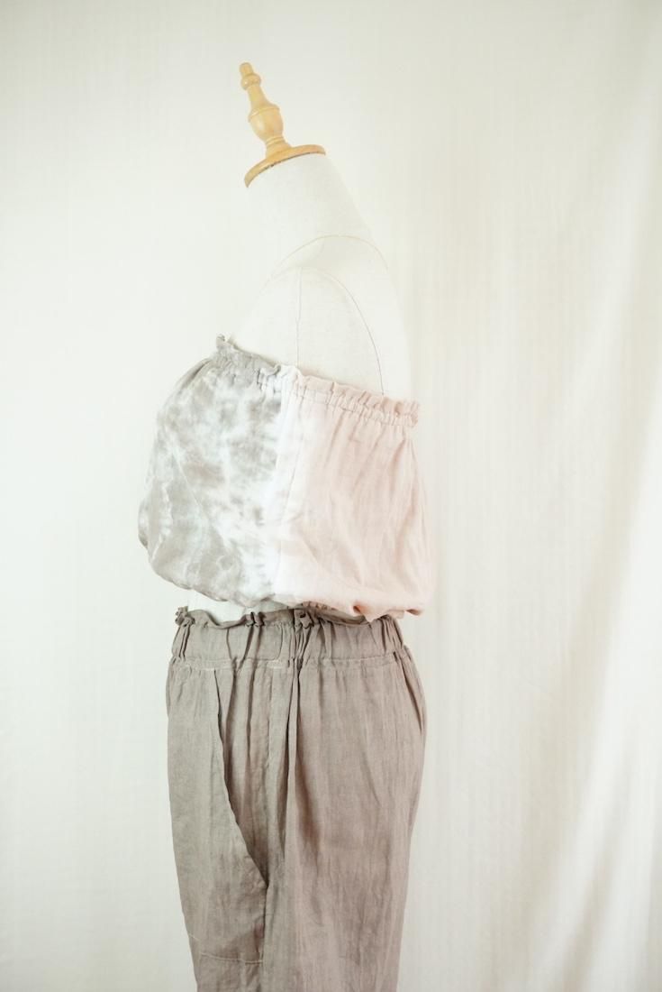 W-gauze Short Bare top Taupe x Cafelate