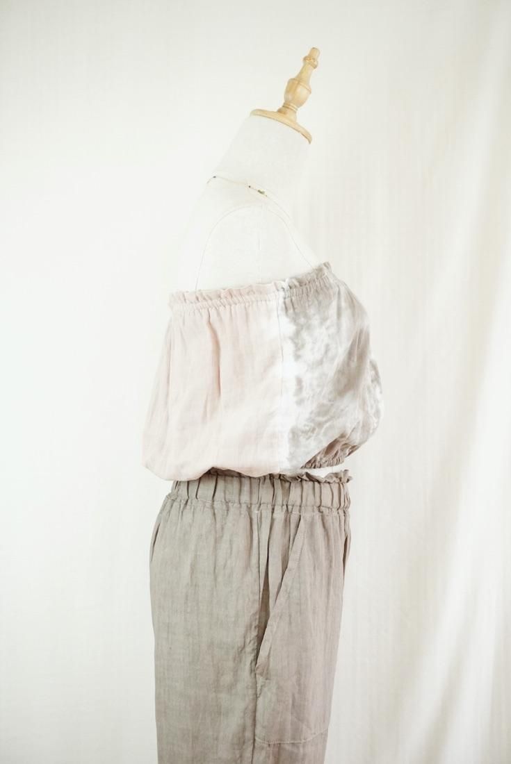 W-gauze Short Bare top Taupe x Cafelate