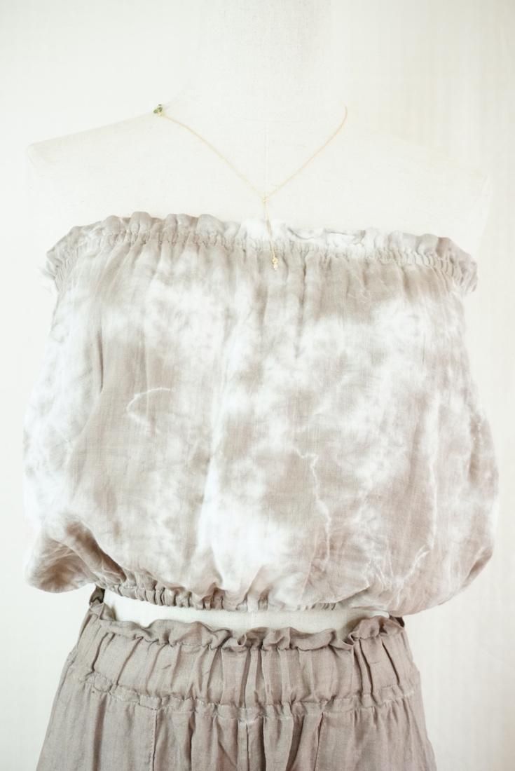 W-gauze Short Bare top Taupe x Cafelate