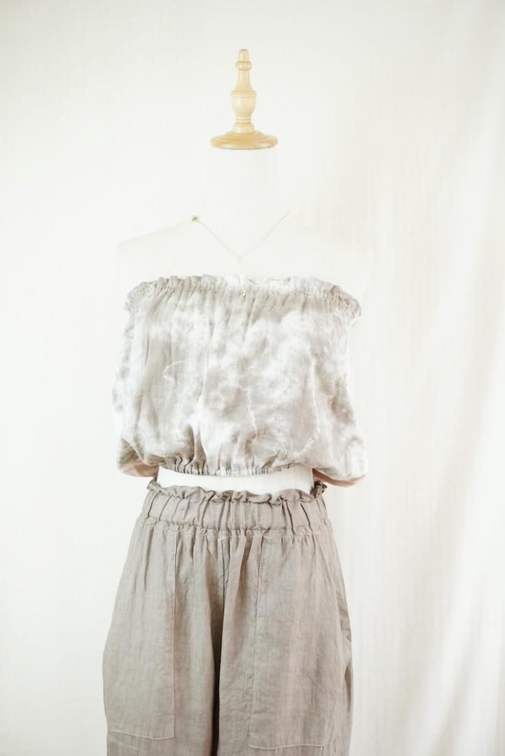 W-gauze Short Bare top Taupe x Cafelate