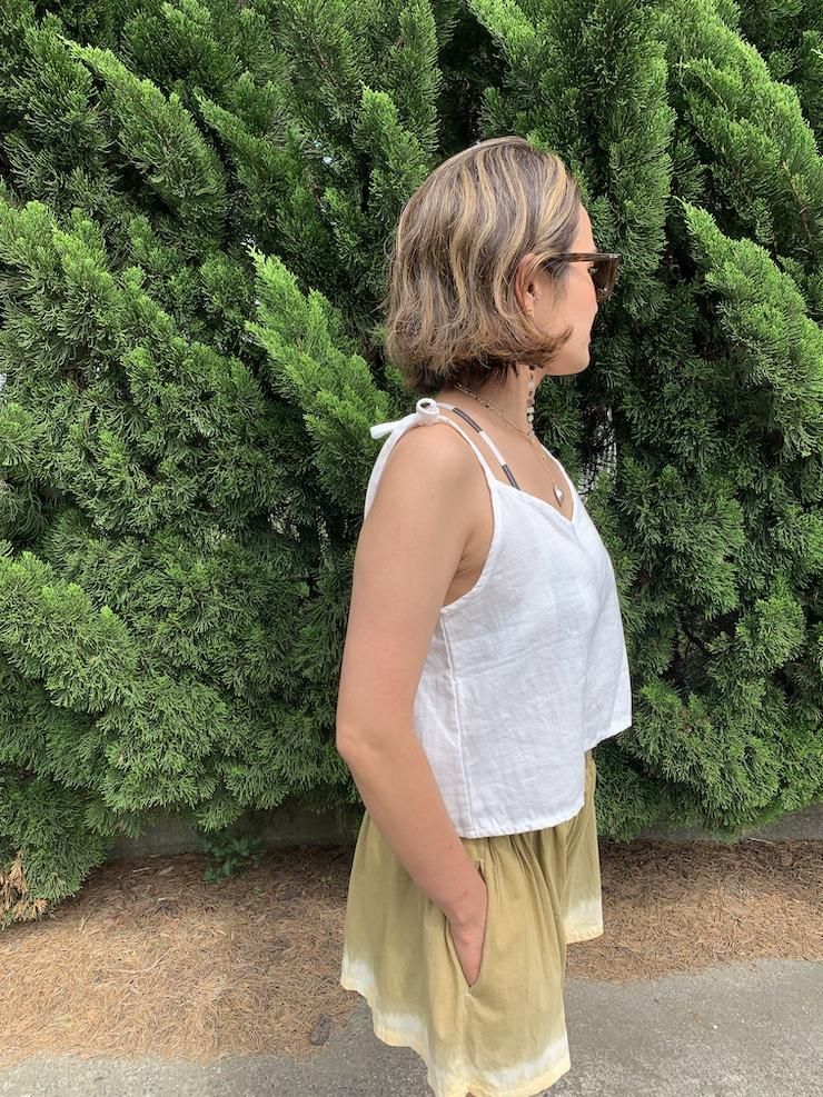 French Linen Ribbon Camisole  Taupe x Lavender 