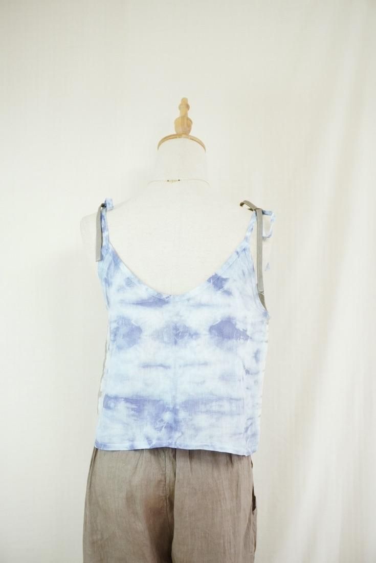 French Linen Ribbon Camisole  Taupe x Lavender 