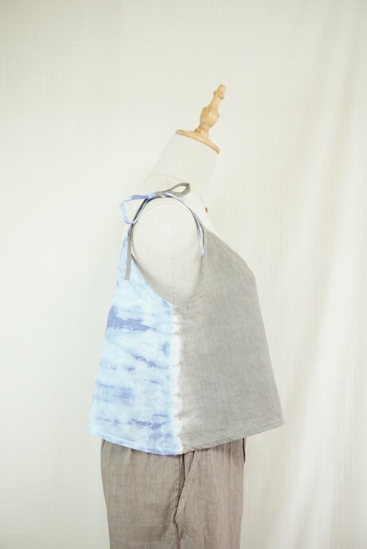 French Linen Ribbon Camisole  Taupe x Lavender 
