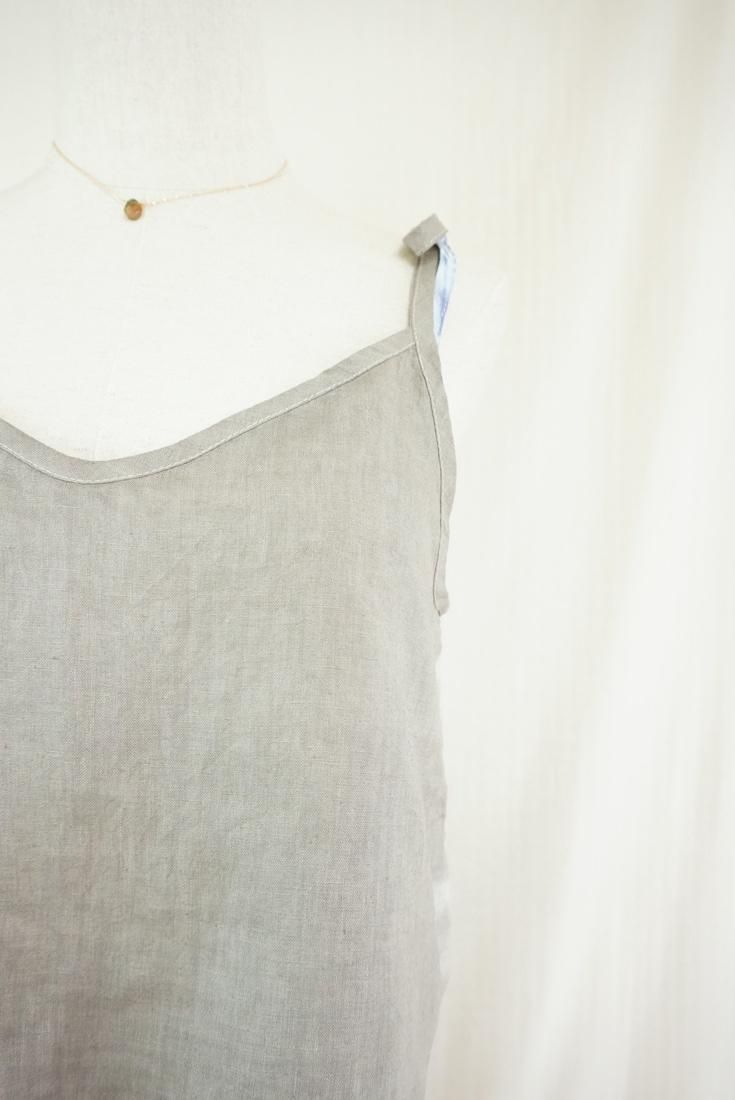 French Linen Ribbon Camisole  Taupe x Lavender 