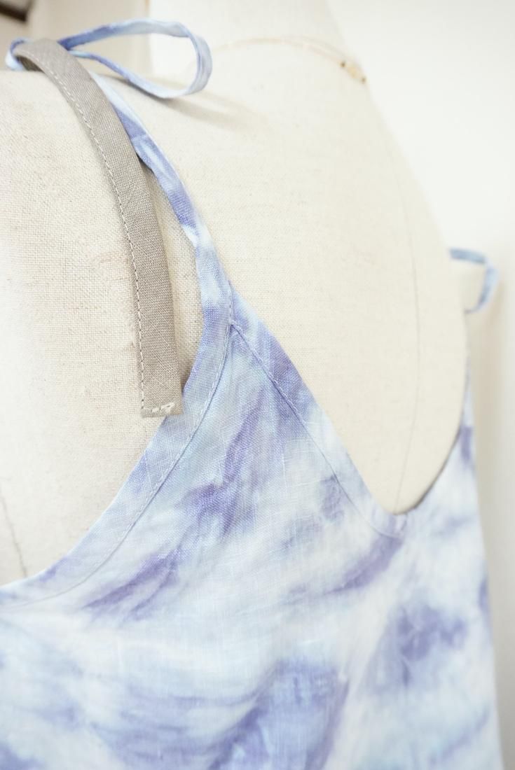French Linen Ribbon Camisole  Taupe x Lavender 
