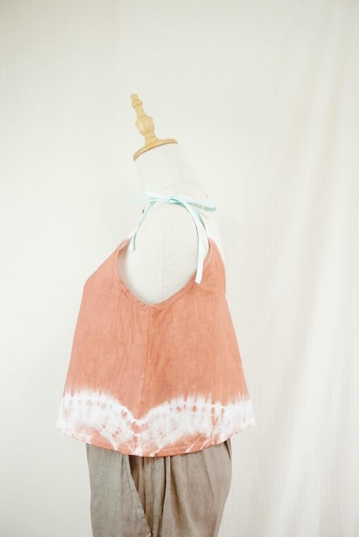 French Linen Ribbon Camisole  Retrobrown x Sage 