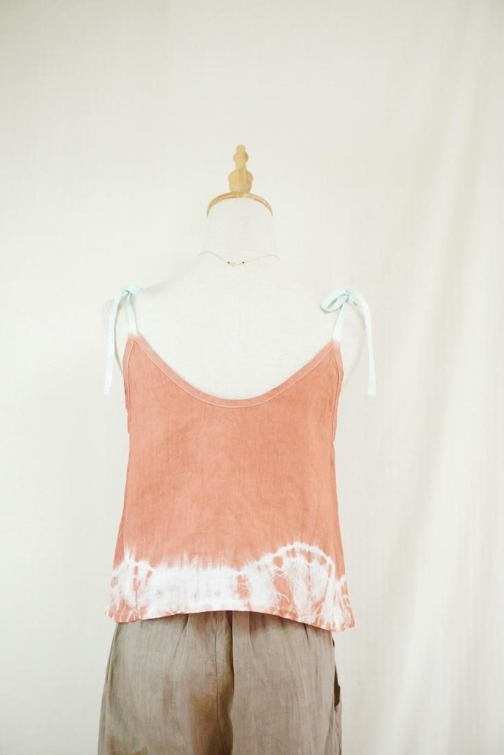 French Linen Ribbon Camisole  Retrobrown x Sage 