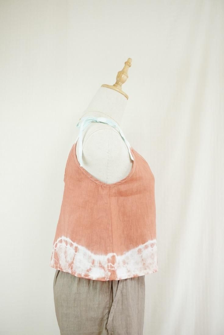French Linen Ribbon Camisole  Retrobrown x Sage 
