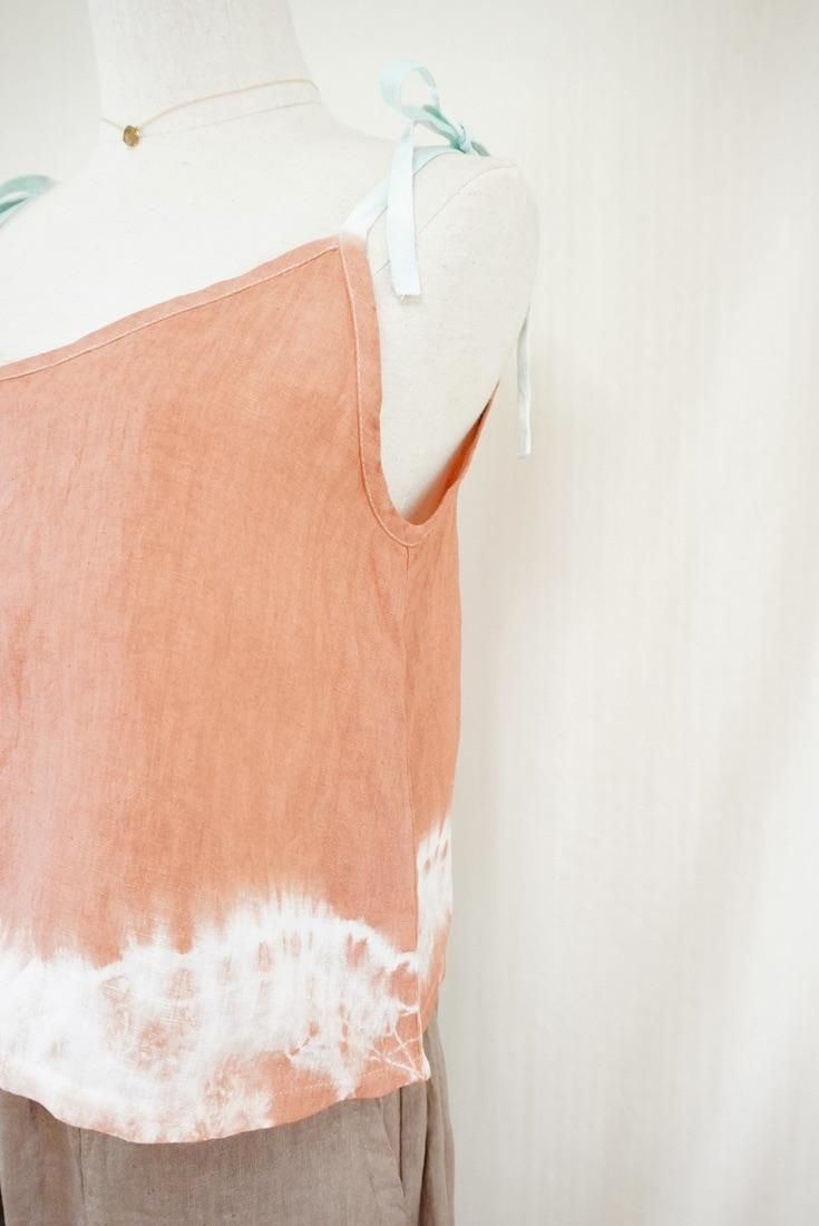 French Linen Ribbon Camisole  Retrobrown x Sage 