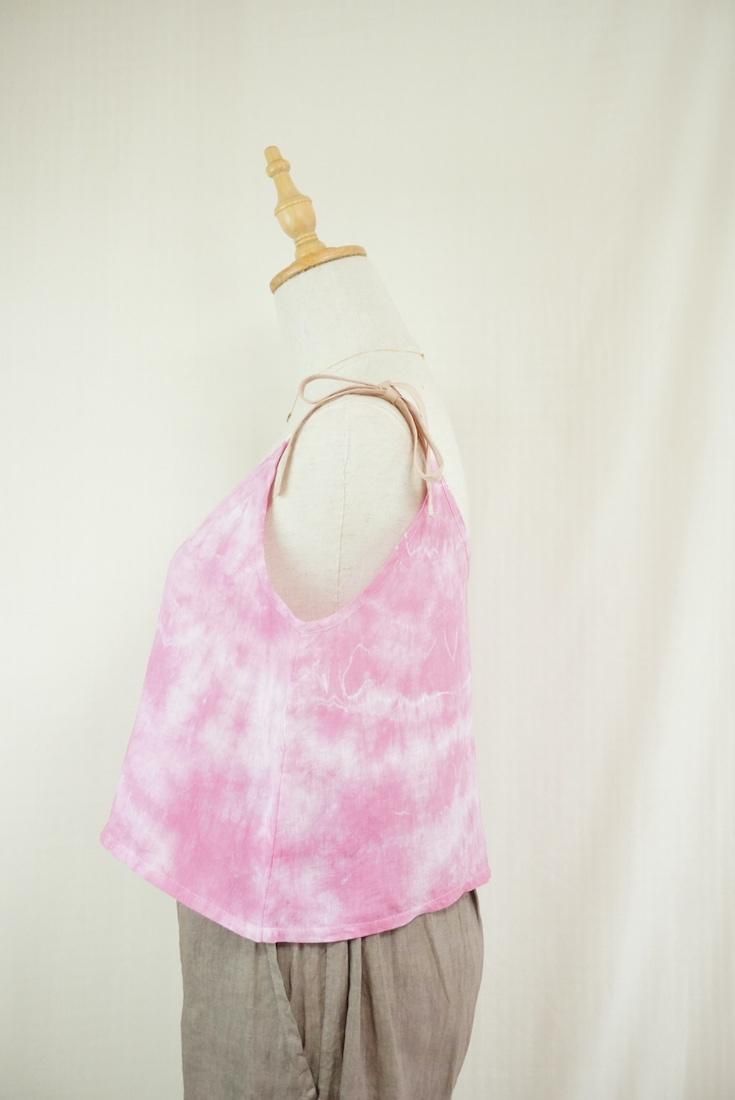 French Linen Ribbon Camisole  Bougainvillea x Cafelate