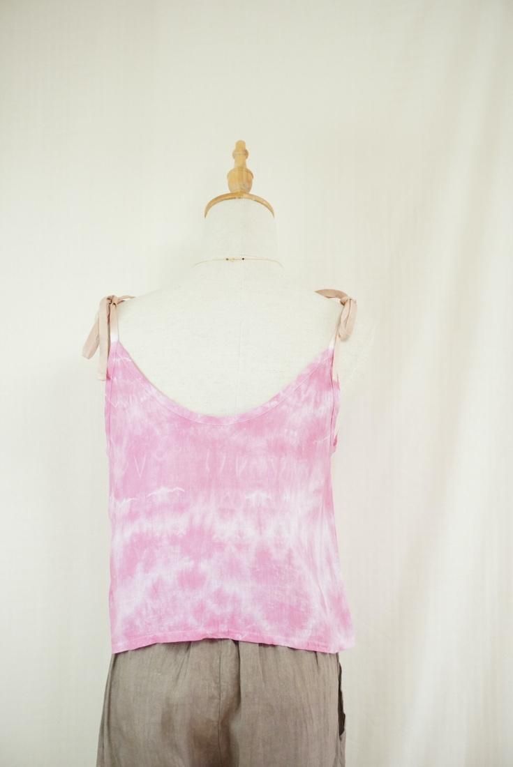 French Linen Ribbon Camisole  Bougainvillea x Cafelate