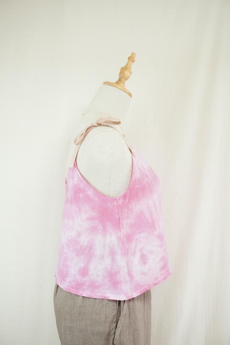 French Linen Ribbon Camisole  Bougainvillea x Cafelate
