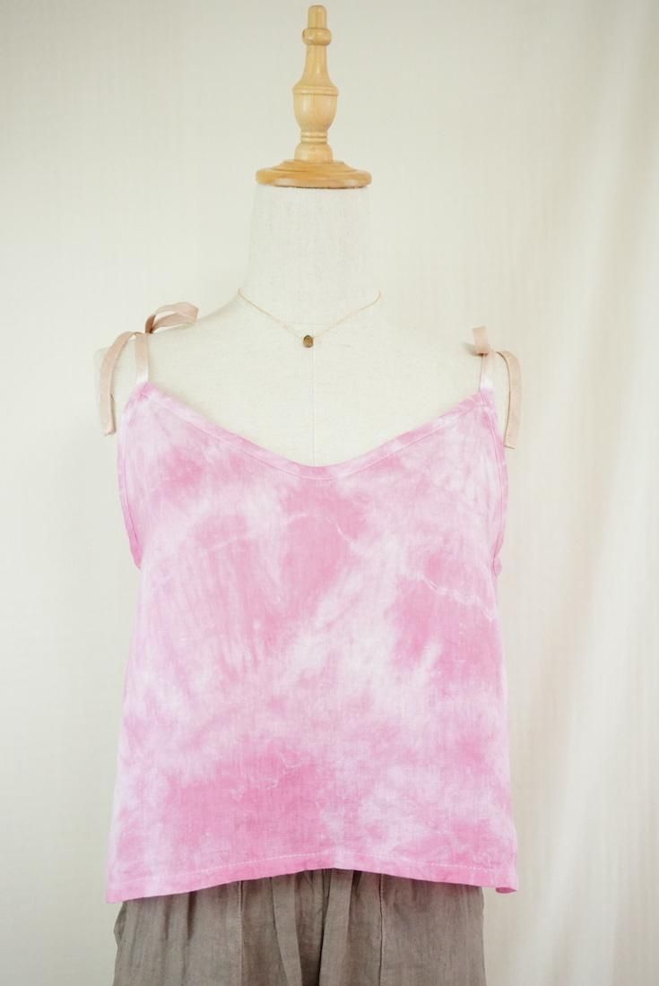 French Linen Ribbon Camisole  Bougainvillea x Cafelate