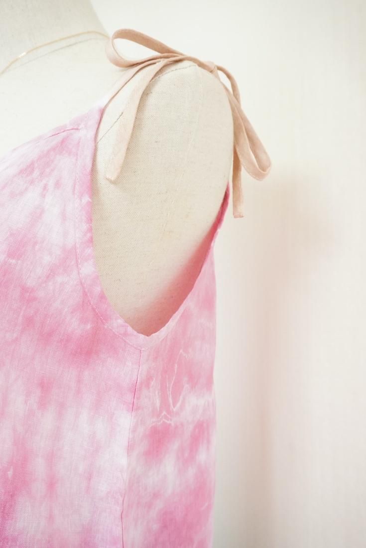 French Linen Ribbon Camisole  Bougainvillea x Cafelate