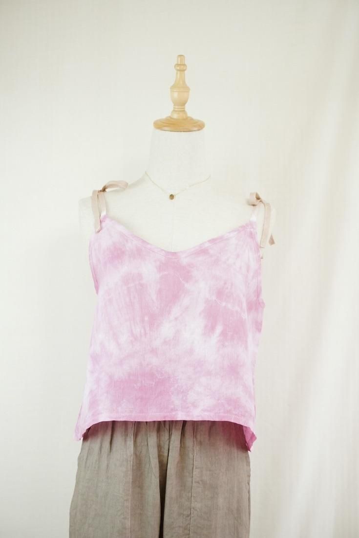 French Linen Ribbon Camisole  Bougainvillea x Cafelate