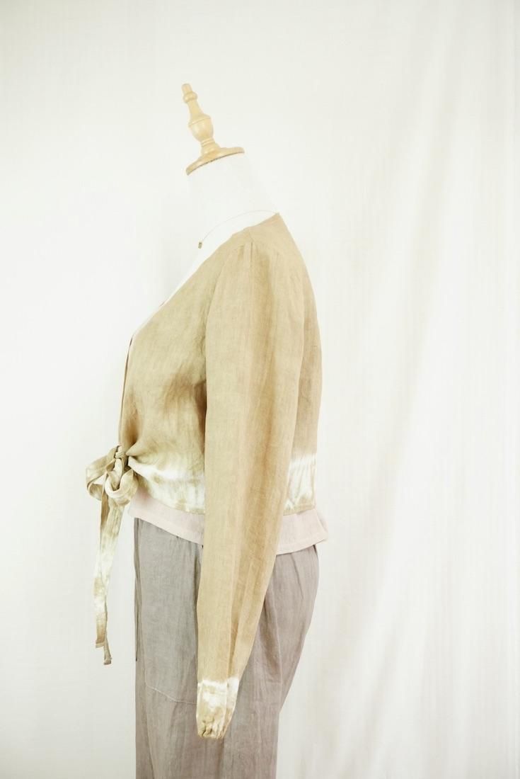 French Linen Ribbon Cardigan  Hazelnuts 