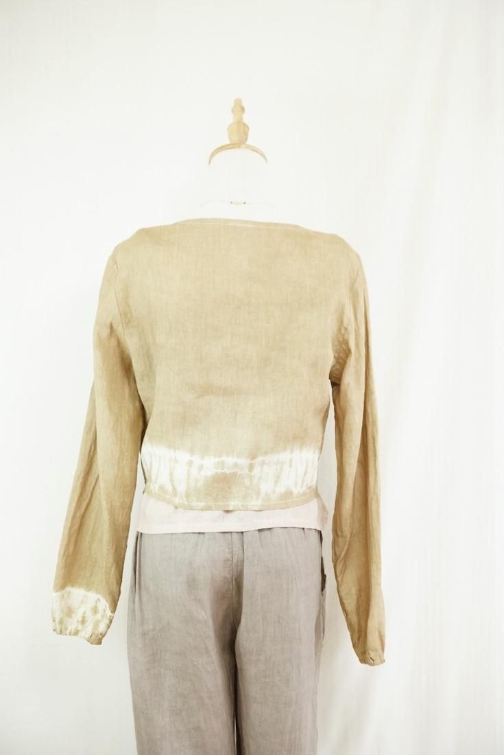 French Linen Ribbon Cardigan  Hazelnuts 