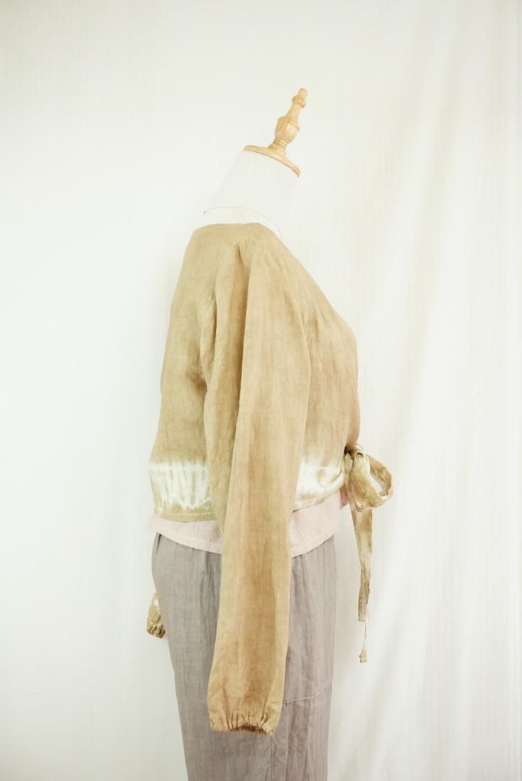 French Linen Ribbon Cardigan  Hazelnuts 