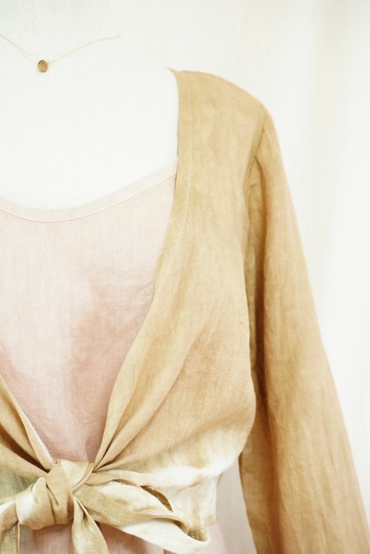French Linen Ribbon Cardigan  Hazelnuts 
