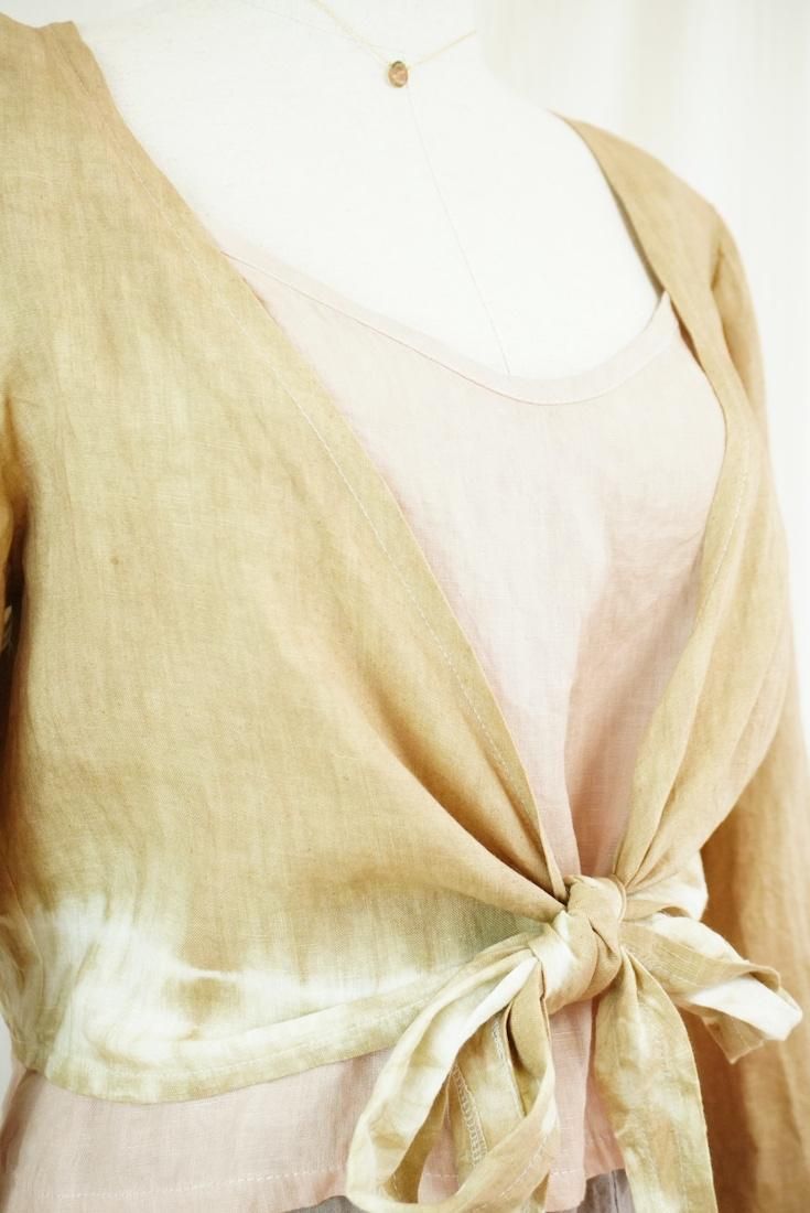 French Linen Ribbon Cardigan  Hazelnuts 