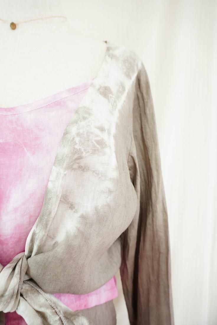 French Linen Ribbon Cardigan  Taupe 
