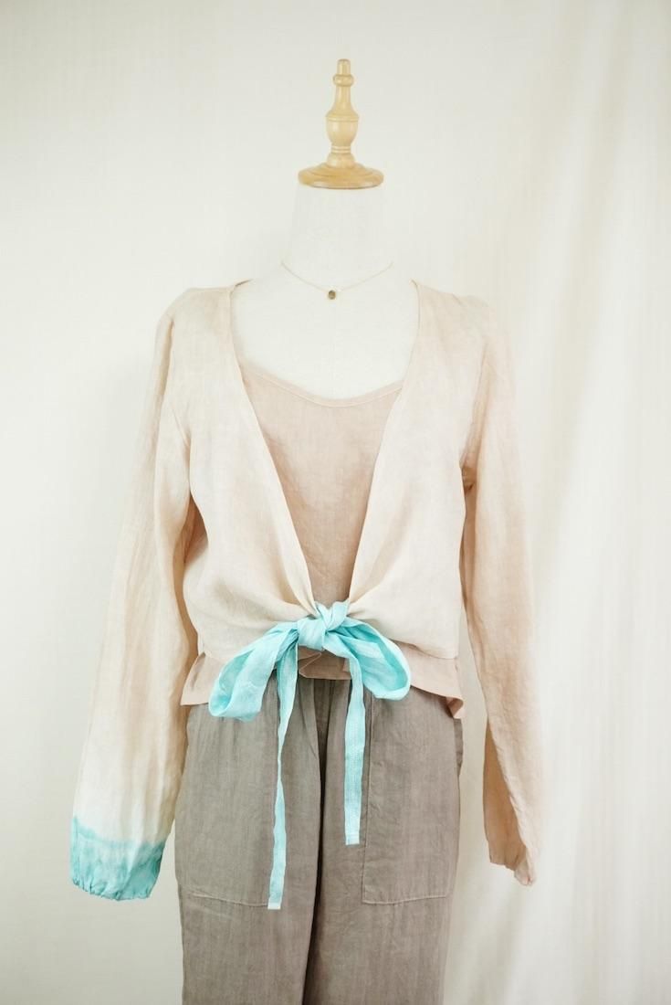 French Linen Ribbon Cardigan  SandyBeach x Under the sea 
