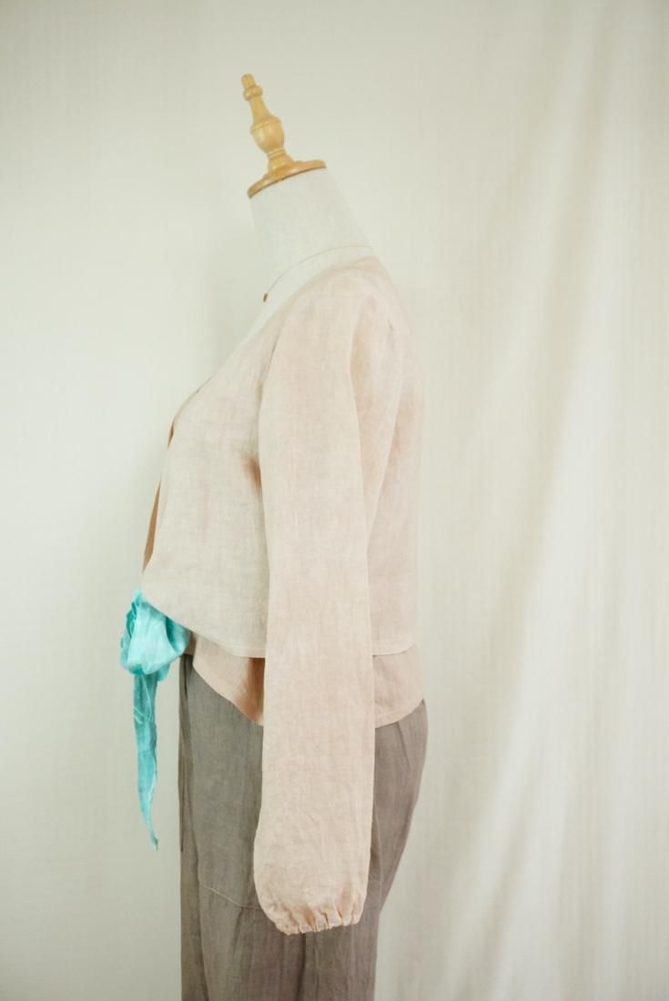French Linen Ribbon Cardigan  SandyBeach x Under the sea 