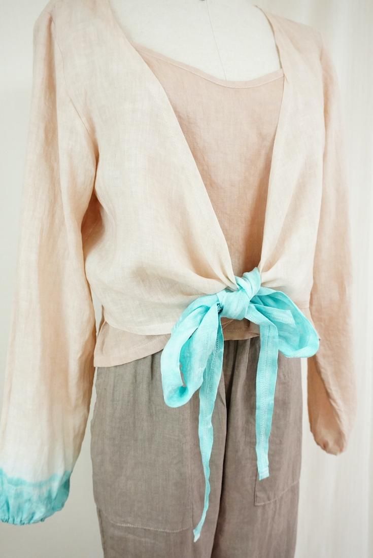 French Linen Ribbon Cardigan  SandyBeach x Under the sea 