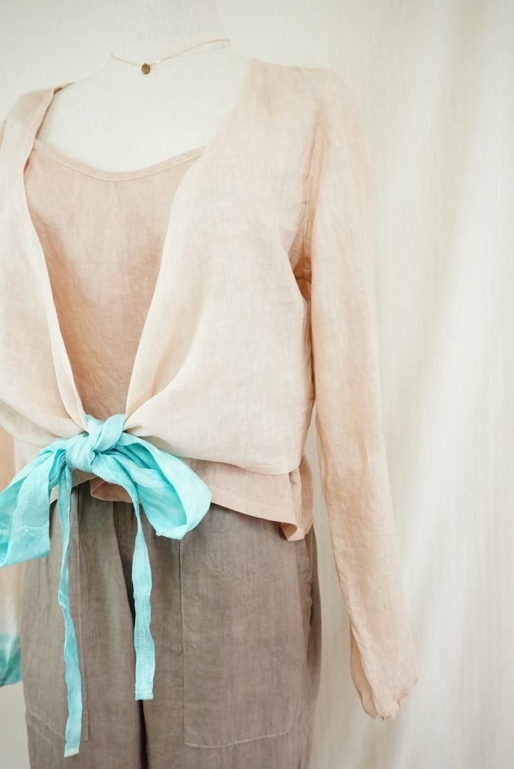 French Linen Ribbon Cardigan  SandyBeach x Under the sea 