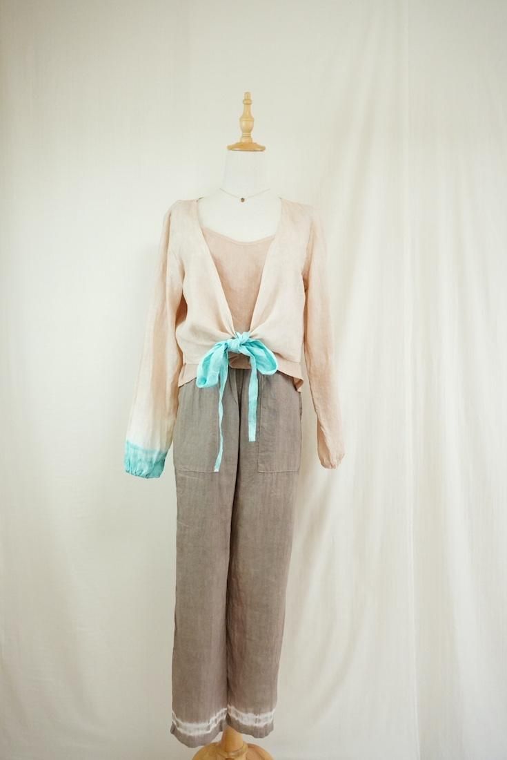 French Linen Ribbon Cardigan  SandyBeach x Under the sea 