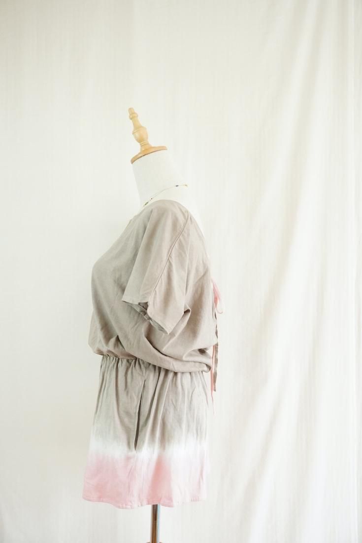 Cotton Tee in one Taupe x Pinkbeige 
