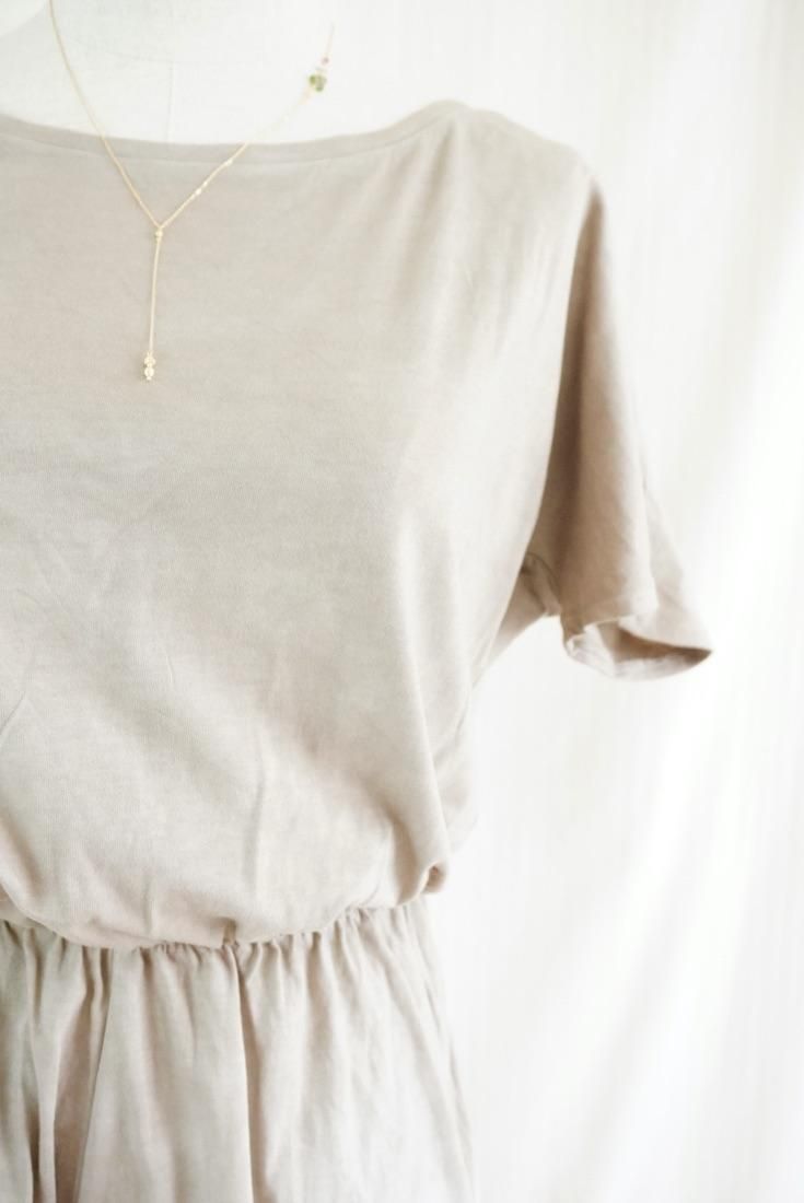 Cotton Tee in one Taupe x Pinkbeige 