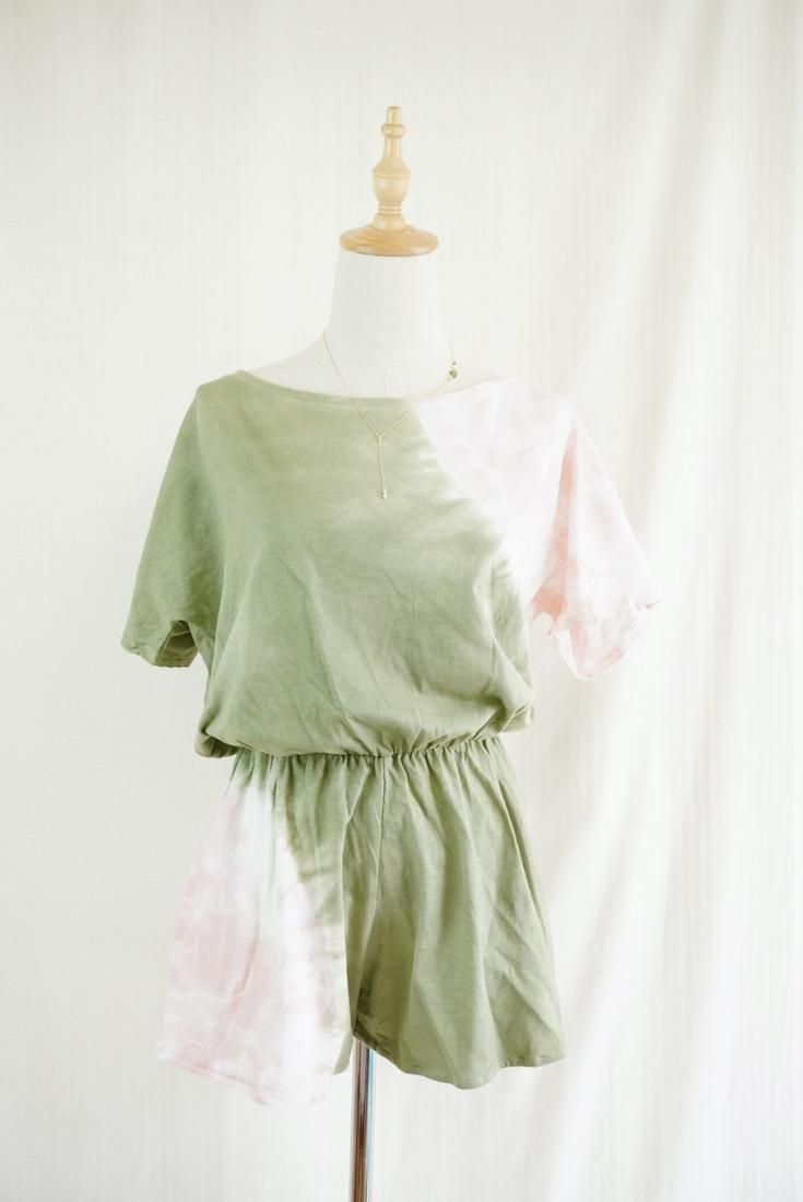 Cotton Tee in one Greentea x Pinkbeige 