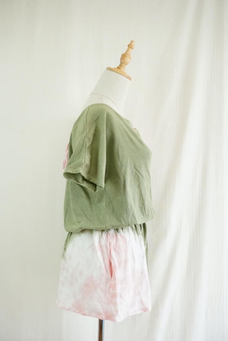 Cotton Tee in one Greentea x Pinkbeige 
