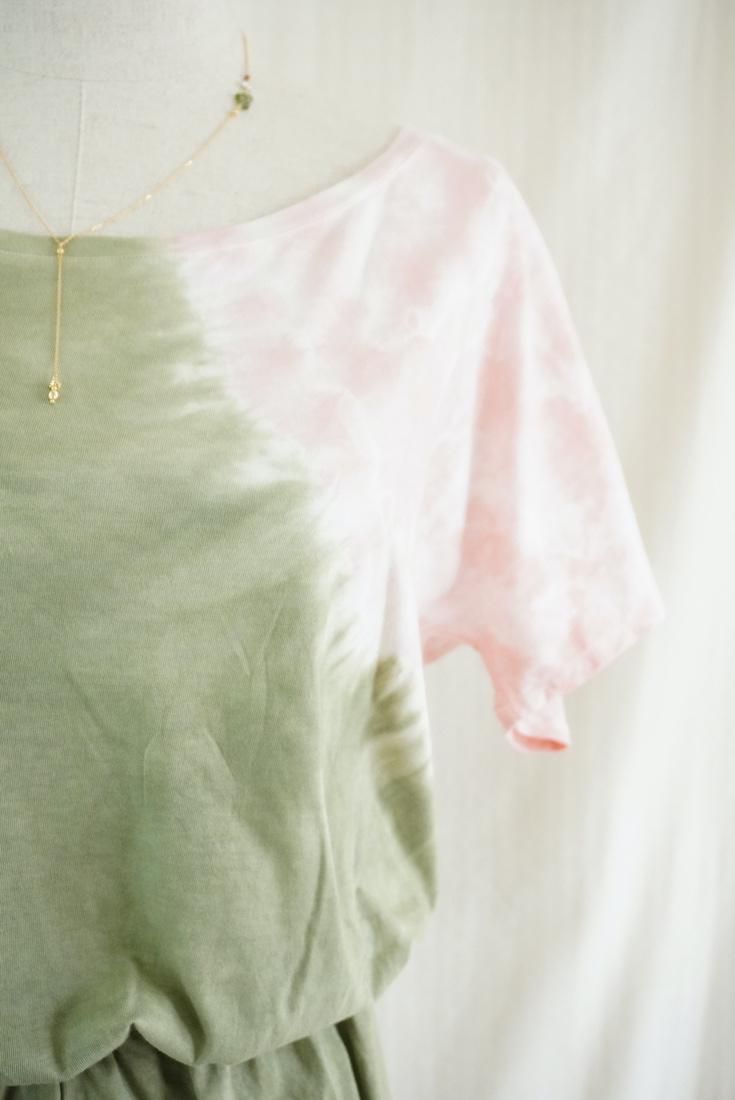 Cotton Tee in one Greentea x Pinkbeige 