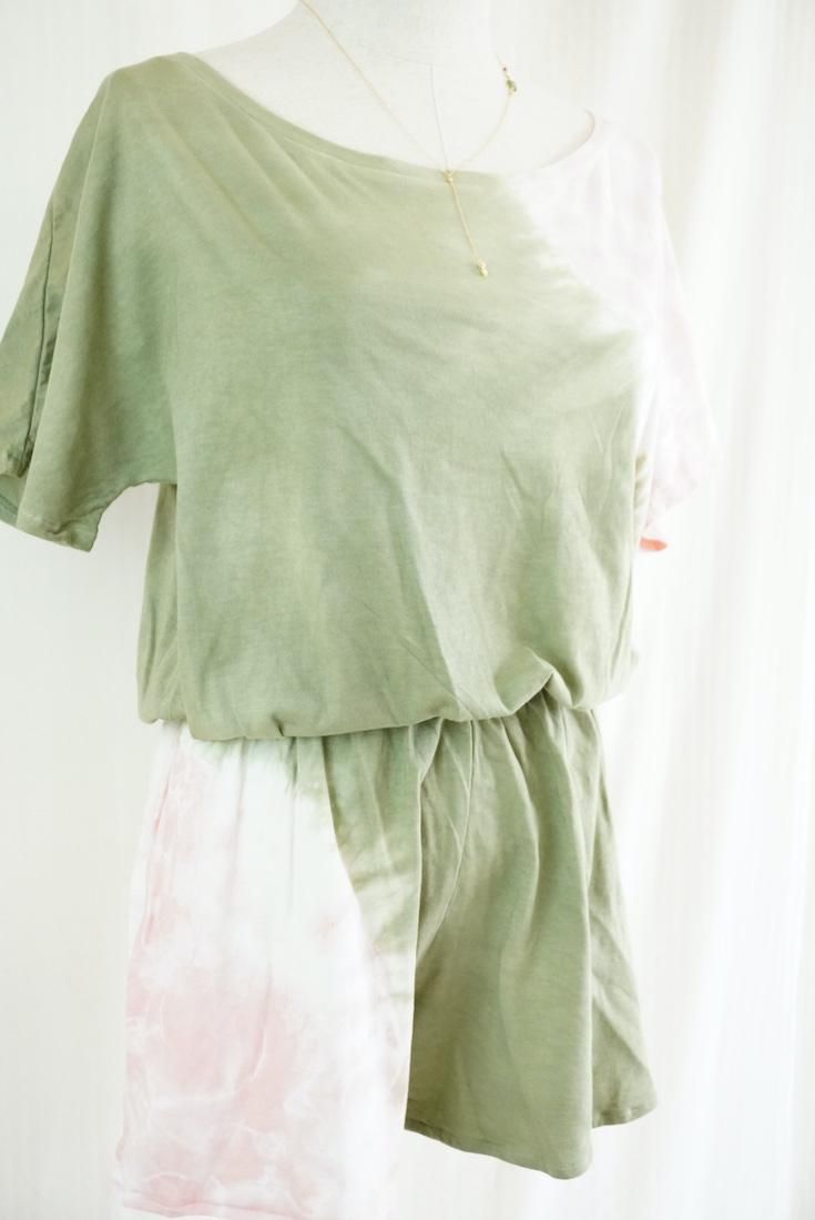 Cotton Tee in one Greentea x Pinkbeige 