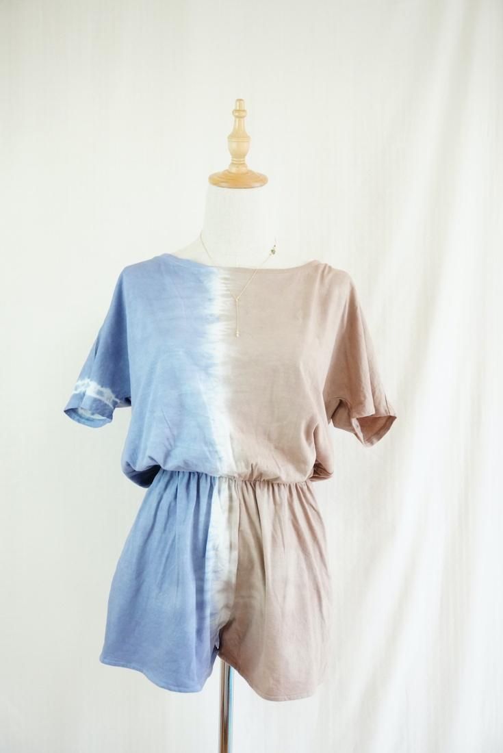 Cotton Tee in one SlateBlue x Brown