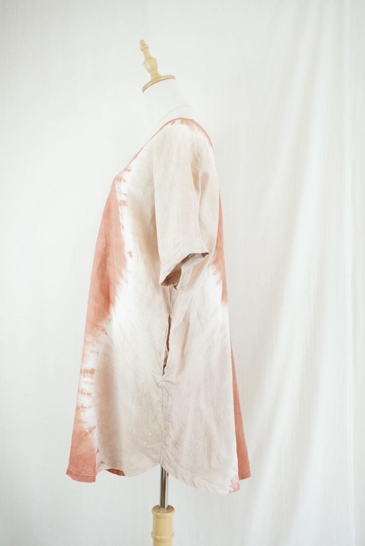 French Linen Short Relax Dress Retrobrown x Cafelate