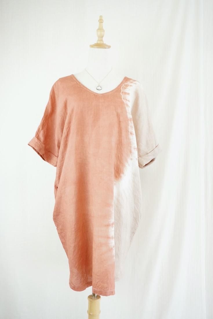 French Linen Short Relax Dress Retrobrown x Cafelate