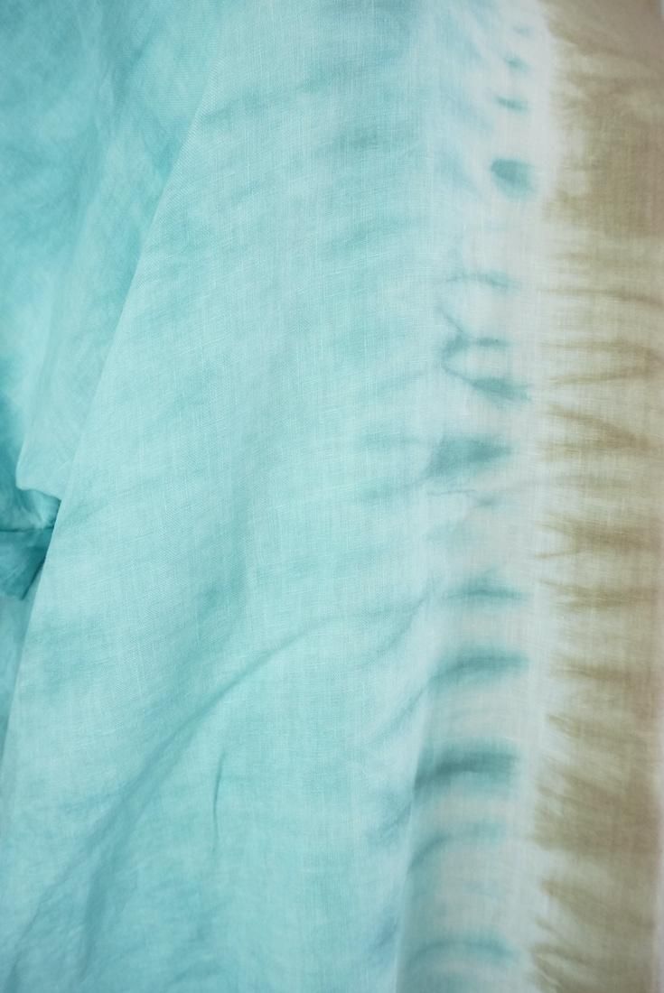 French Linen Short Relax Dress Under the sea x Hazelnuts
